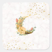 Zachte Maan met Botanische Accenten Vierkante Sticker (Voorkant)