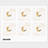 Zachte Maan met Botanische Accenten Vierkante Sticker (Vel)