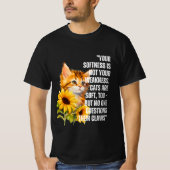 "Zachte maar sterke" kat met zonnebloemen Quote T- T-shirt (Voorkant)