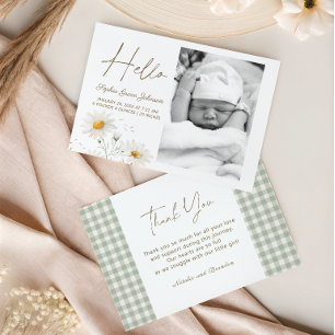 Zachte Madeliefjes Bloemen Hello Baby Foto Aankondiging