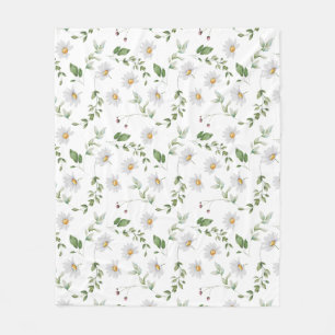 Zachte Madeliefjes Witte Waterverf Bloem Baby Fleece Deken