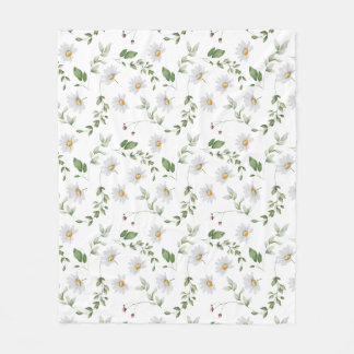 Zachte Madeliefjes Witte Waterverf Bloem Baby Fleece Deken