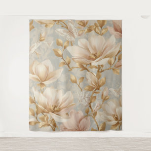 Zachte Magnolia Vlinder Botanische Patroon Wandkleed