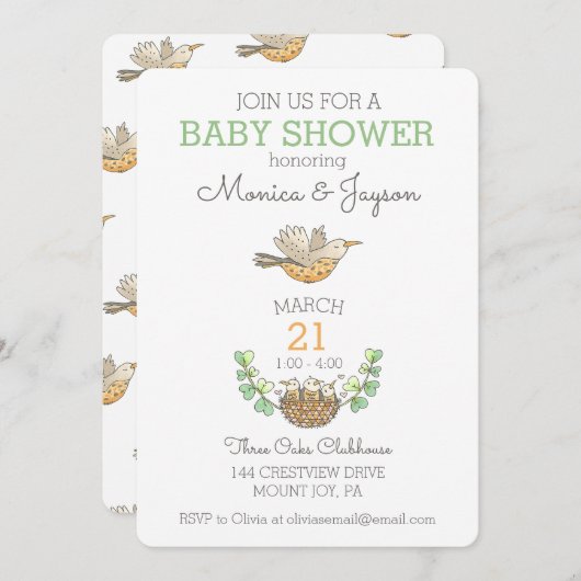 Zachte mama die over nestBaby shower vliegt I Kaart (Voorkant / Achterkant)