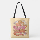 Zachte Mama Energie Retro Bloem Typography Tote Bag (Achterkant)