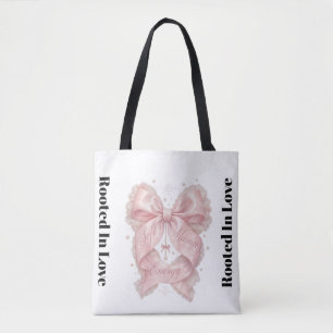 Zachte Mama Energie Roze Coquette Strik Design F Tote Bag