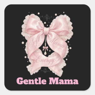 Zachte Mama Energie Roze Coquette Strik Design   F Vierkante Sticker