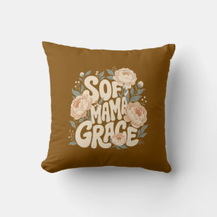 Zachte Mama Grace Diep Pruim Bloemrijke Retro Typo Kussen