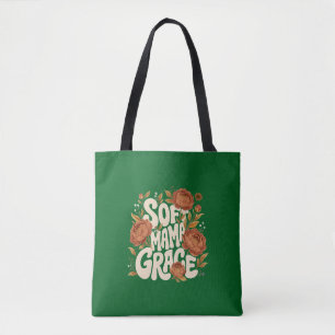 Zachte Mama Grace Herfst Bloemige Retro Typografie Tote Bag
