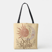 Zachte Mama Hemelse Zon & Maan Boho Design Tote Bag (Achterkant)