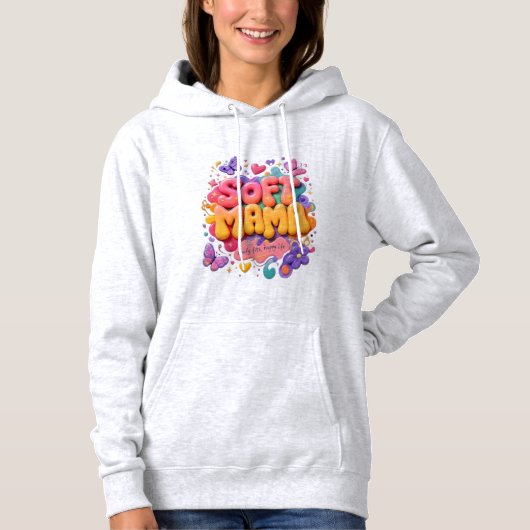 Zachte Mama Kawaii Typografie Hoodie (Voorkant)