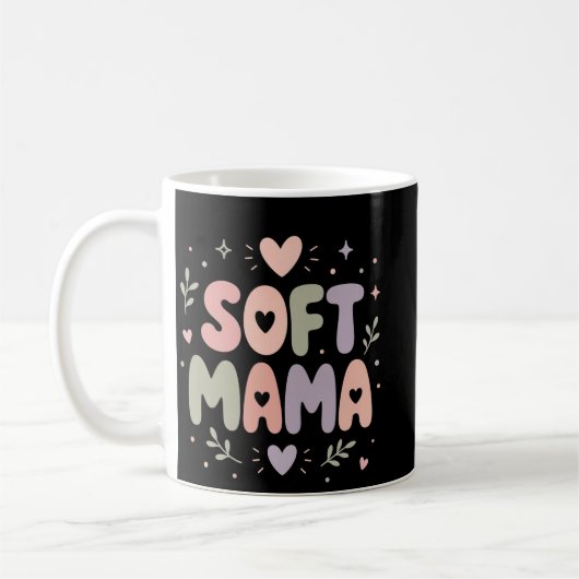 Zachte Mama Pastel Typografie Ontwerp Koffiemok (Links)