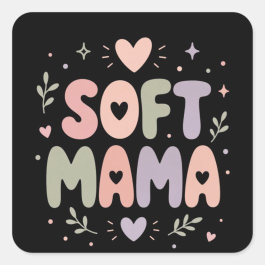 Zachte Mama Pastel Typografie Ontwerp Vierkante Sticker (Voorkant)
