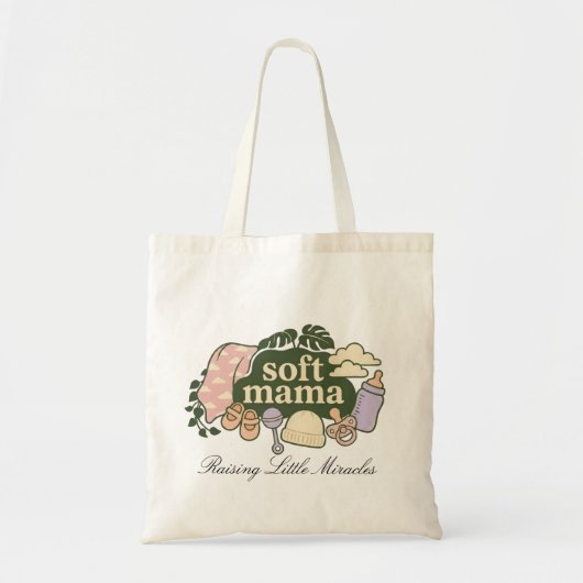 Zachte Mama Retro Baby Essentials Design | Cute Mo Tote Bag (Voorkant)