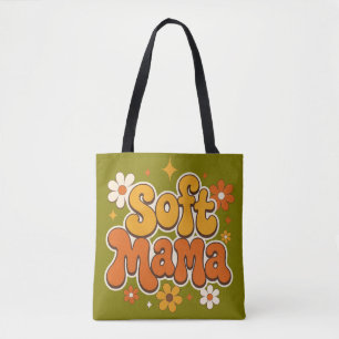 Zachte Mama Retro Bloemige Groovy Design Schatti Tote Bag