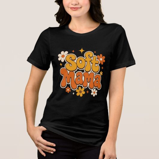 Zachte Mama Retro Bloemige Groovy Design | Schatti Tri-Blend Shirt (Voorkant)
