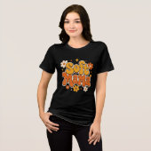 Zachte Mama Retro Bloemige Groovy Design | Schatti Tri-Blend Shirt (Voorkant volledig)