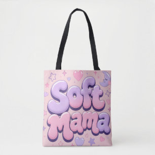 Zachte Mama Retro Bubbel Typografie  Tote Bag