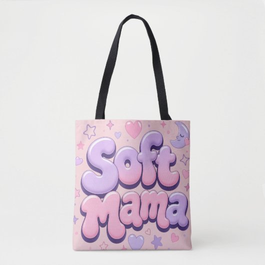 Zachte Mama Retro Bubbel Typografie  Tote Bag (Voorkant)