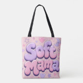 Zachte Mama Retro Bubbel Typografie  Tote Bag (Achterkant)