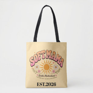 Zachte Mama Retro Zonsondergang Typografie Design Tote Bag