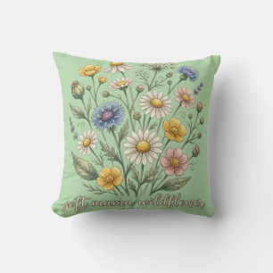 Zachte Mama Wildflower Cursief Bloemendesign Kussen