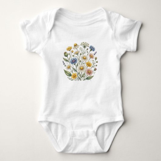 Zachte Mama Wildflower Cursief Bloemendesign Romper (Voorkant)