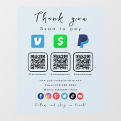 Zachte Marine Multi QR Code Paypal Venmo Cash App Raamsticker (Vel)