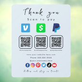 Zachte Marine Multi QR Code Paypal Venmo Cash App Raamsticker (Vel 3)