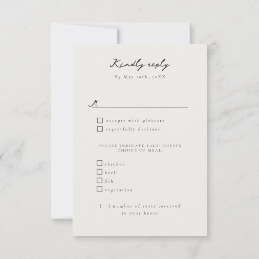 Zachte marmeren huwelijksmaaltijd keuzes RSVP (Achterkant)