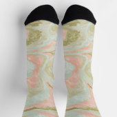 Zachte Marmeren Wervelpatroon Munt, Koraal en Olij Sokken (Top)