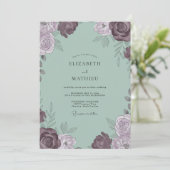 Zachte Mauve Celadon Bloemblad Bruiloft Kaart (Staand voorkant)