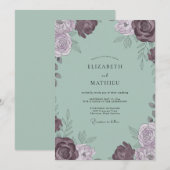 Zachte Mauve Celadon Bloemblad Bruiloft Kaart (Voorkant / Achterkant)