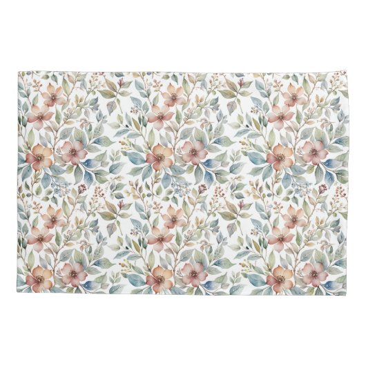 Zachte Mauve en Blauwgroen Floral Botanical Kussensloop (Achterkant)