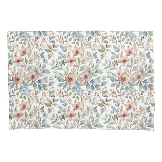 Zachte Mauve en Blauwgroen Floral Botanical Kussensloop (Voorkant)