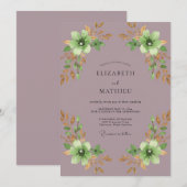 Zachte Mauve Mint Bloesem Bruiloft Kaart (Voorkant / Achterkant)