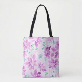 Zachte Mauve Waterverf Bloemmotief Boodschappentas Tote Bag