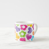 Zachte meerkleurige bloemen en hartjes meisjesacht espresso kop (Voorkant rechts)