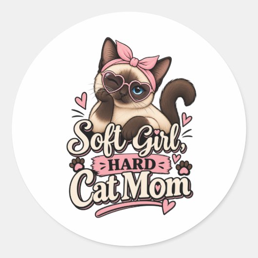 Zachte Meisje Harde Kat Moeder Sticker | Schattige (Voorkant)