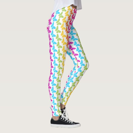 Zachte Meisjesachtige Kleurrijke Regenboog Vlinder Leggings (Rechts)