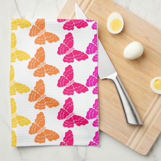 Zachte Meisjesachtige Kleurrijke Regenboog Vlinder Theedoek (Quarter Fold)