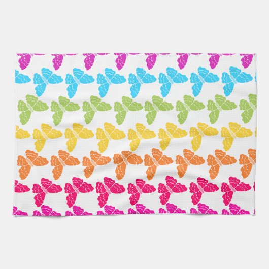 Zachte Meisjesachtige Kleurrijke Regenboog Vlinder Theedoek (Horizontaal)