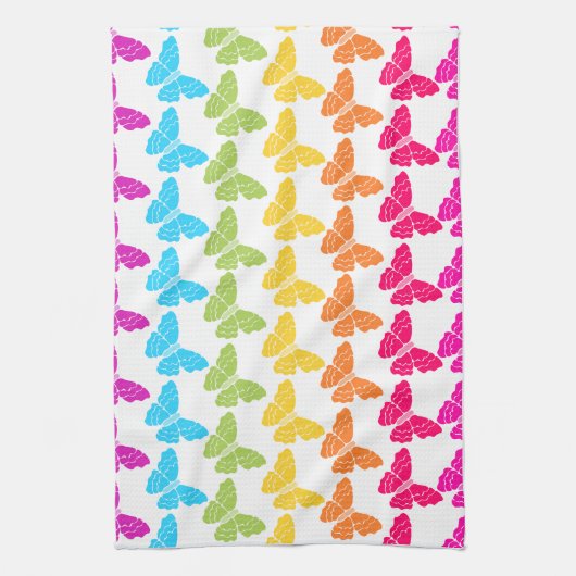 Zachte Meisjesachtige Kleurrijke Regenboog Vlinder Theedoek (Verticaal)