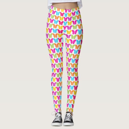 Zachte Meisjesachtige Levendige Regenboog Vlinder  Leggings (Voorkant)