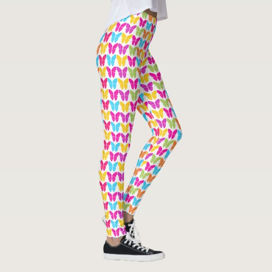 Zachte Meisjesachtige Levendige Regenboog Vlinder  Leggings (Rechts)