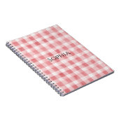 Zachte Meisjesachtige Roze Witte Geruite Strepen Notitieboek (Rechterzijde)