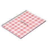 Zachte Meisjesachtige Roze Witte Geruite Strepen Notitieboek (Linkerzijde)