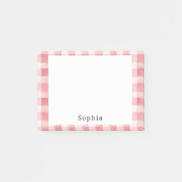 Zachte Meisjesachtige Roze Witte Geruite Strepen Post-it® Notes