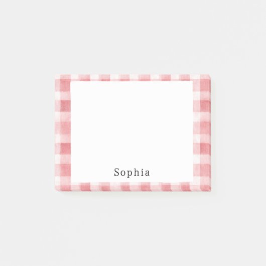 Zachte Meisjesachtige Roze Witte Geruite Strepen Post-it® Notes (Voorkant)