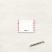 Zachte Meisjesachtige Roze Witte Geruite Strepen Post-it® Notes (Op bureau)